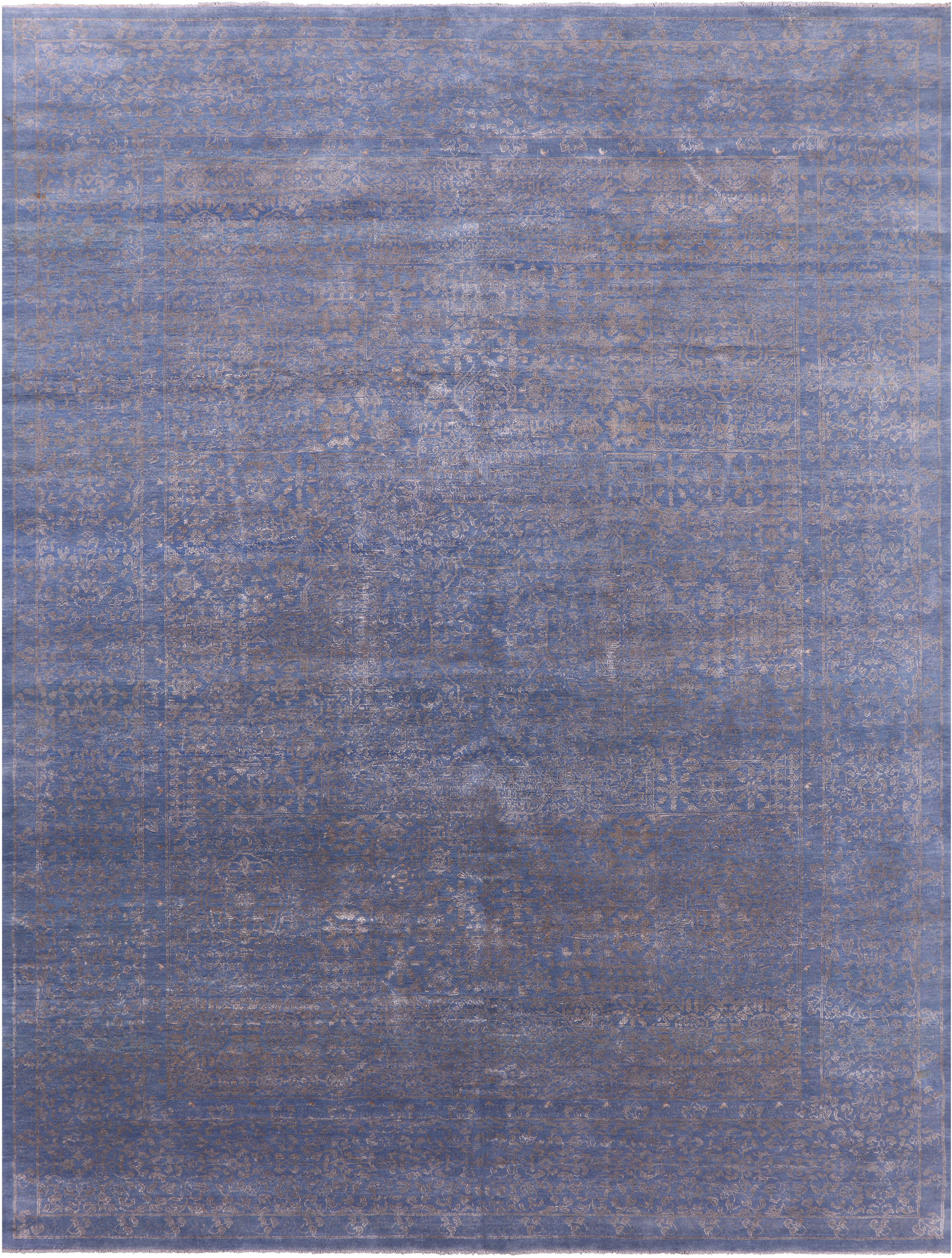Blue Modern Hand Knotted Wool & Silk Rug - 9' 1" X 12' 0" - Golden Nile