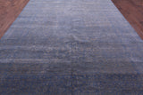 Blue Modern Hand Knotted Wool & Silk Rug - 9' 1" X 12' 0" - Golden Nile
