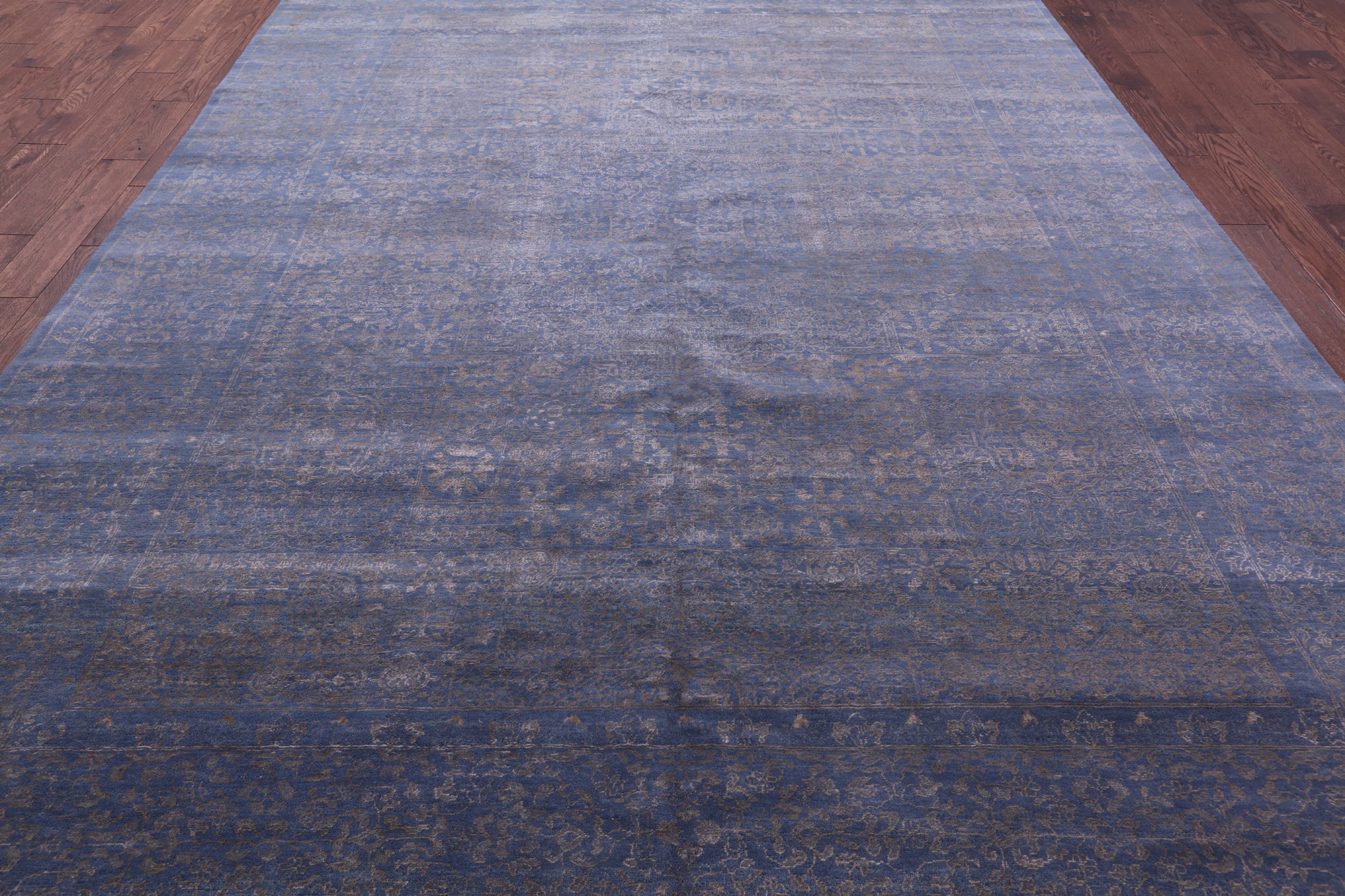 Blue Modern Hand Knotted Wool & Silk Rug - 9' 1" X 12' 0" - Golden Nile