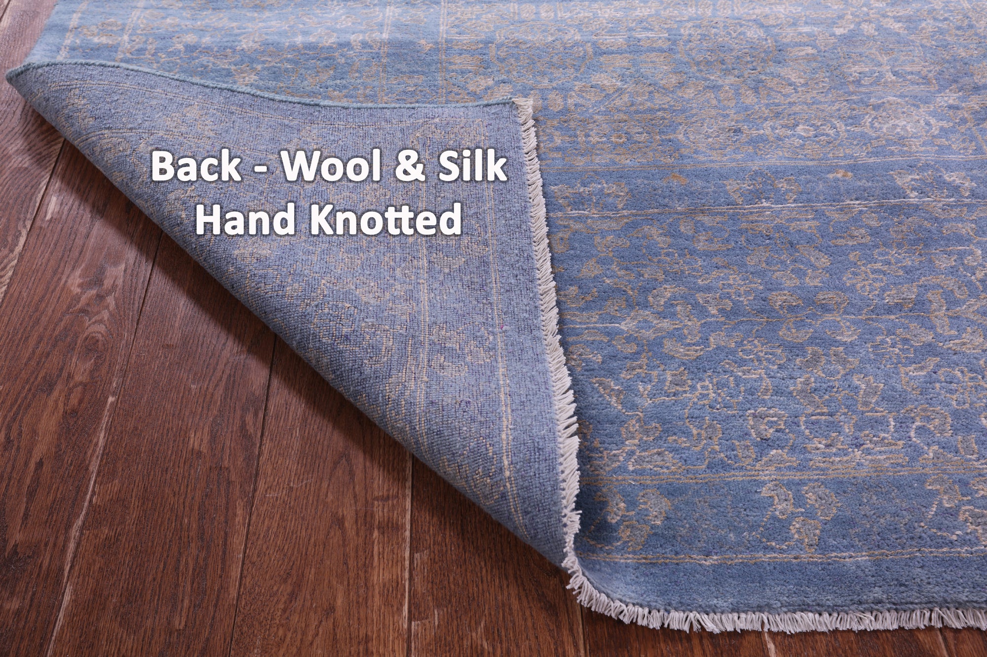 Blue Modern Hand Knotted Wool & Silk Rug - 9' 1" X 12' 0" - Golden Nile