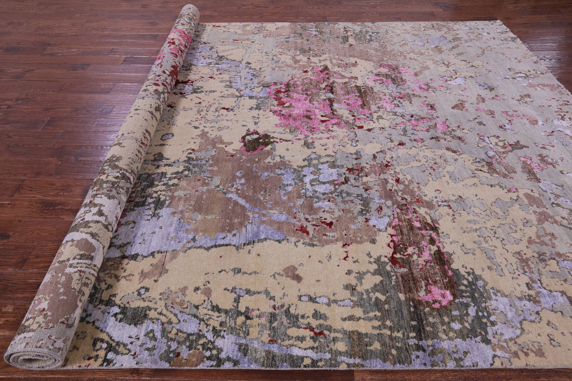 Modern Handmade Wool & Silk Rug - 9' 0" X 12' 5" - Golden Nile