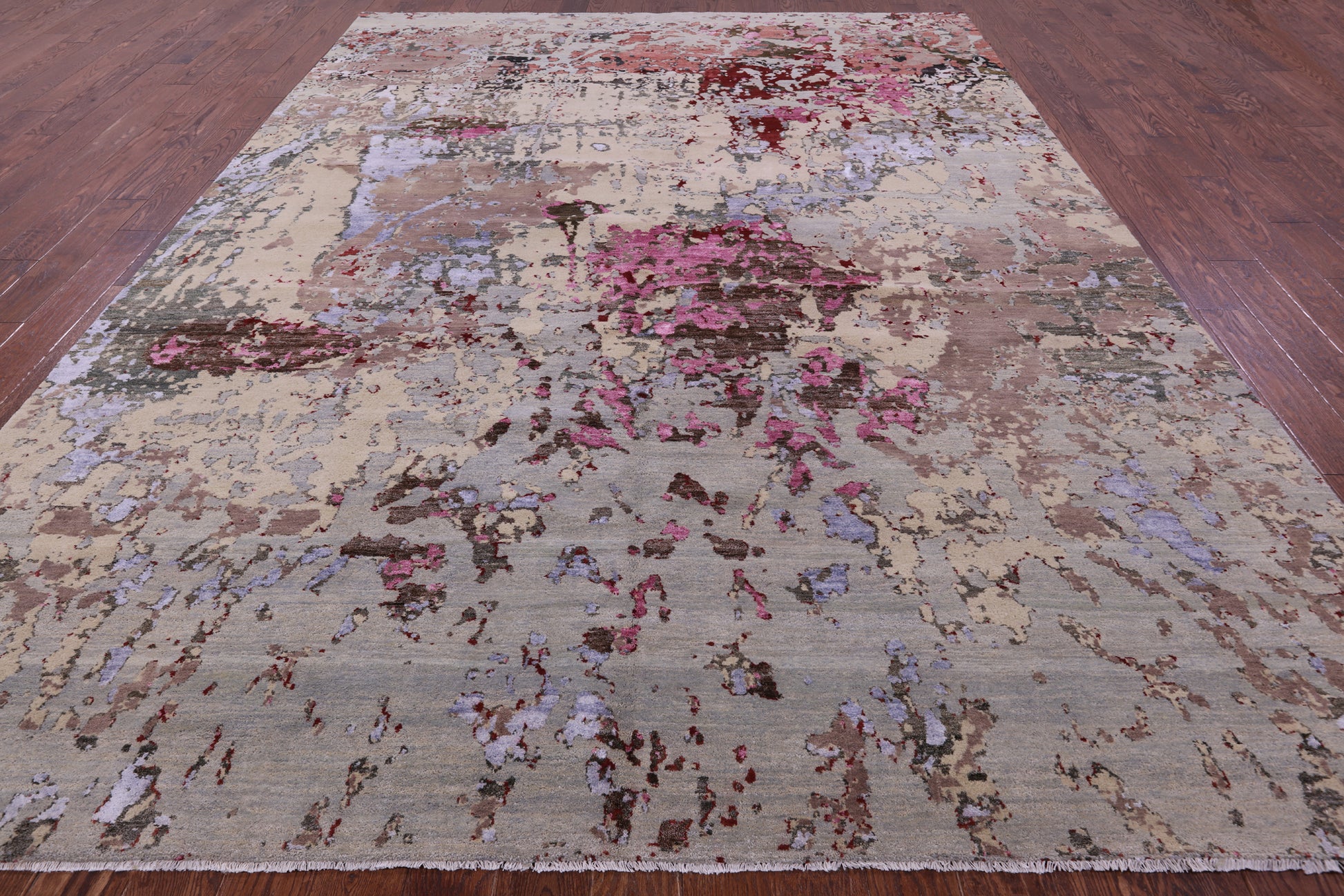 Modern Handmade Wool & Silk Rug - 9' 0" X 12' 5" - Golden Nile