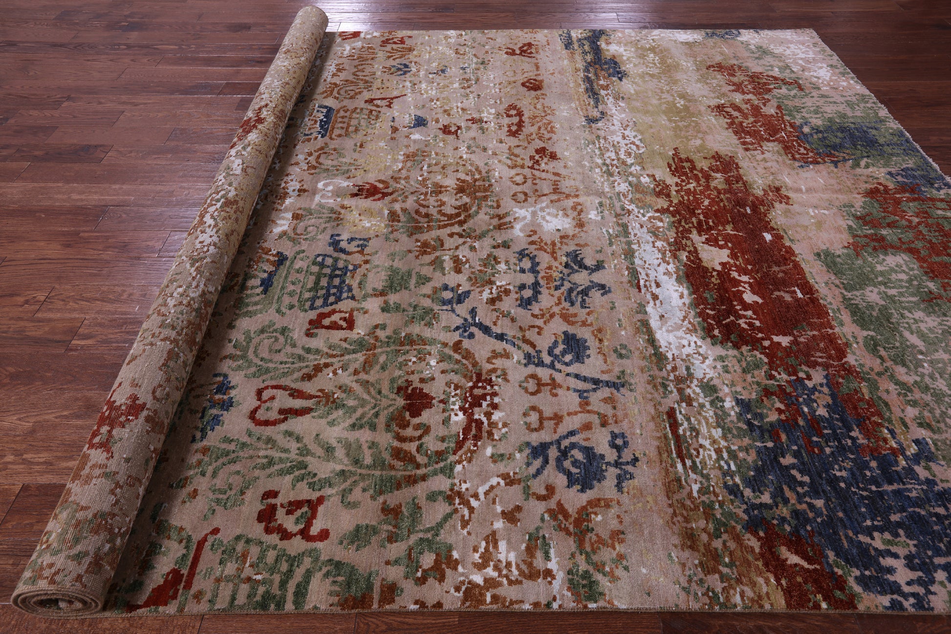Modern Hand Knotted Wool & Silk Rug - 8' 11" X 11' 11" - Golden Nile