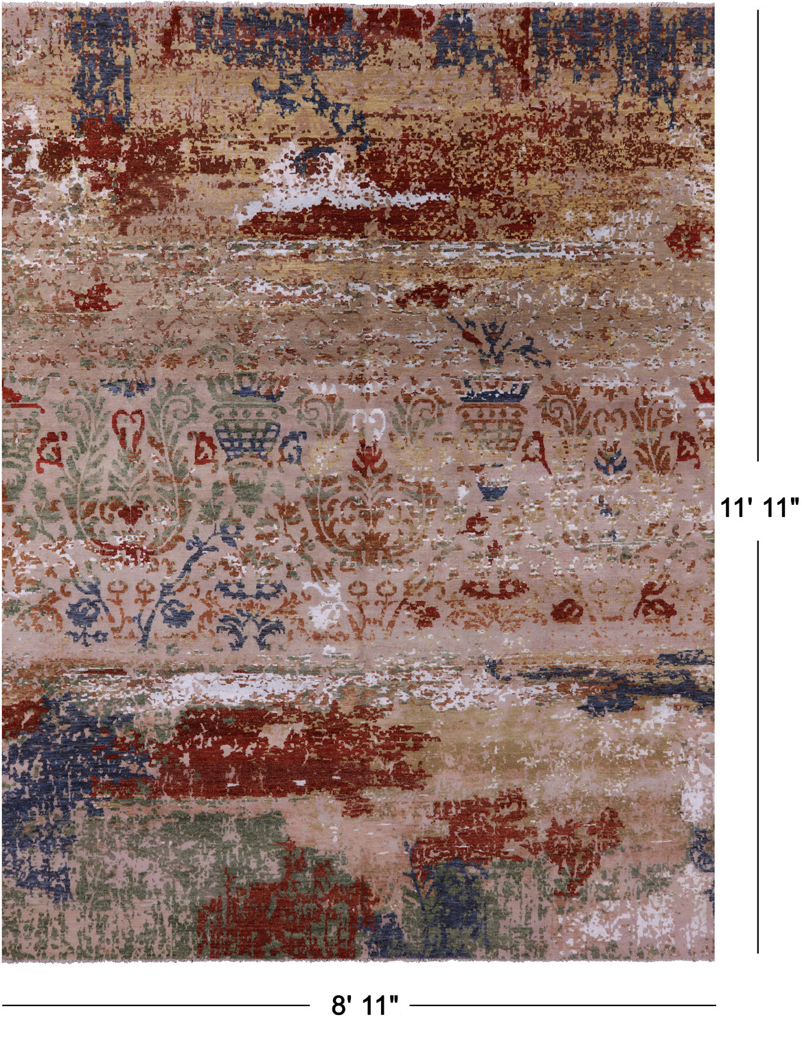 Modern Hand Knotted Wool & Silk Rug - 8' 11" X 11' 11" - Golden Nile