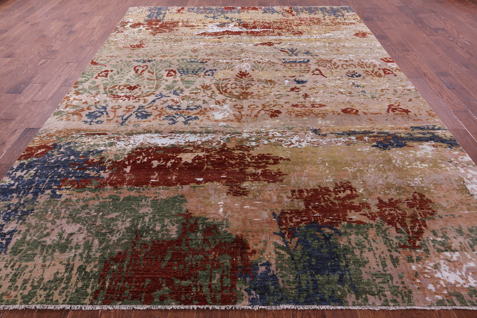 Modern Hand Knotted Wool & Silk Rug - 8' 11" X 11' 11" - Golden Nile