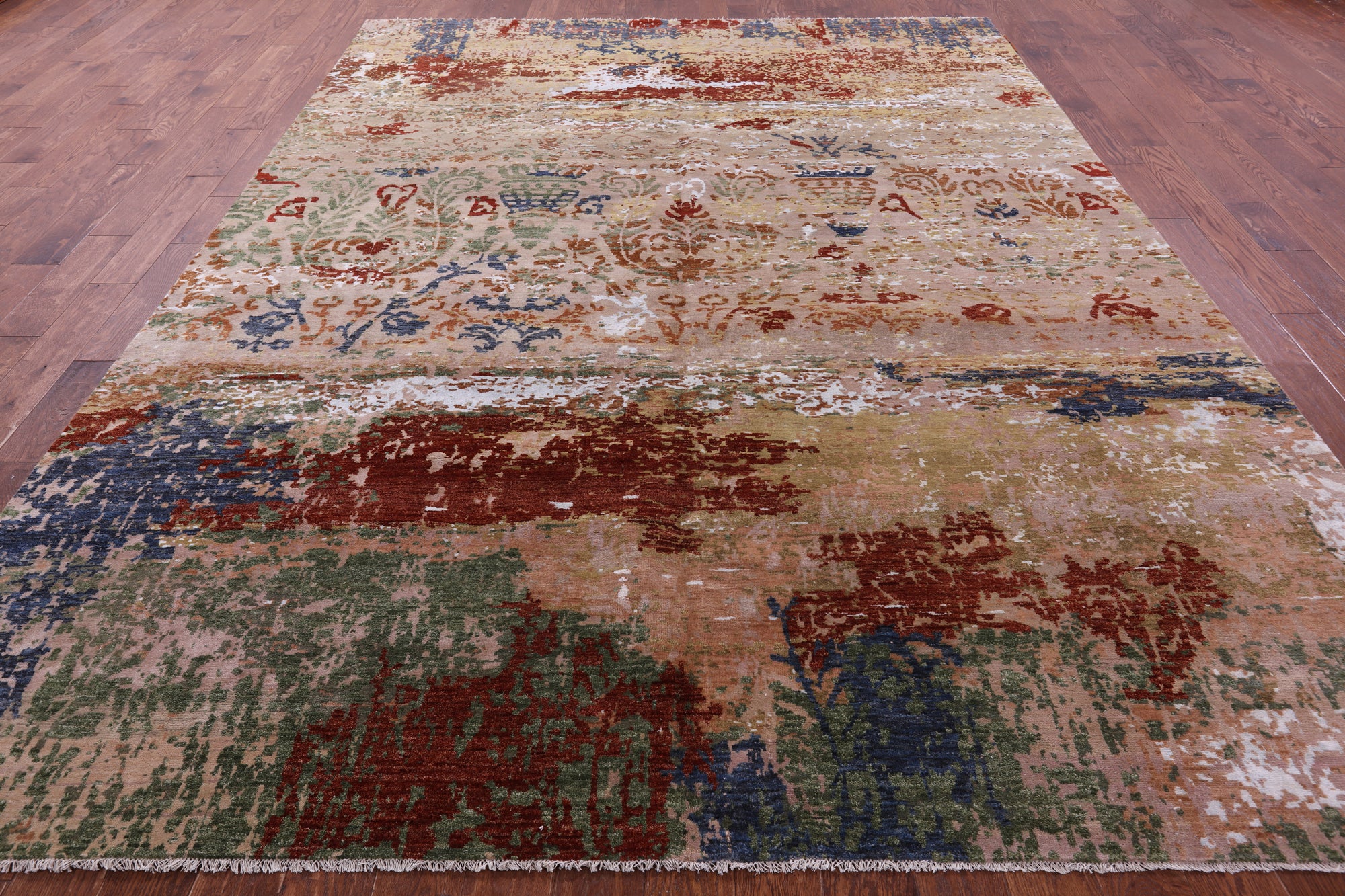 Modern Hand Knotted Wool & Silk Rug - 8' 11" X 11' 11" - Golden Nile