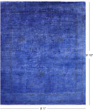 Blue Full Pile Overdyed Handmade Wool Rug - 8' 1" X 9' 10" - Golden Nile