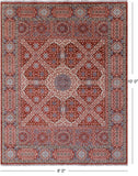 Red Geometric Persian Mamluk Hand Knotted Wool Rug - 8' 0" X 10' 0" - Golden Nile