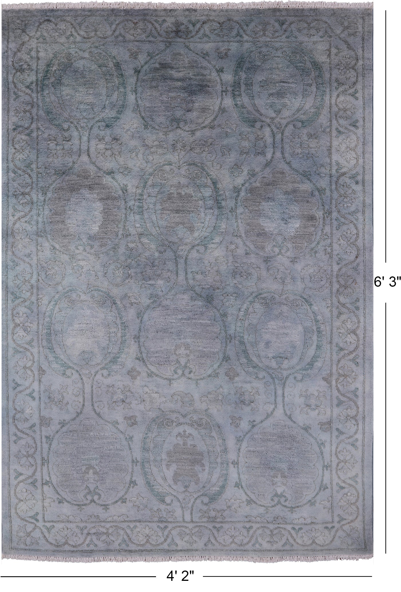 Full Pile Overdyed Handmade Wool Rug - 4' 2" X 6' 3" - Golden Nile