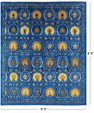 Blue William Morris Handmade Wool Rug - 8' 3" X 9' 9" - Golden Nile