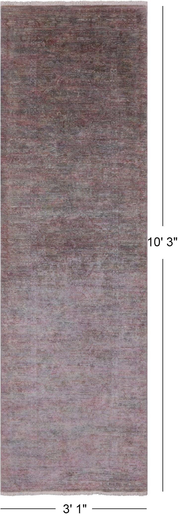 Full Pile Overdyed Handmade Wool Runner Rug - 3' 1" X 10' 3" - Golden Nile
