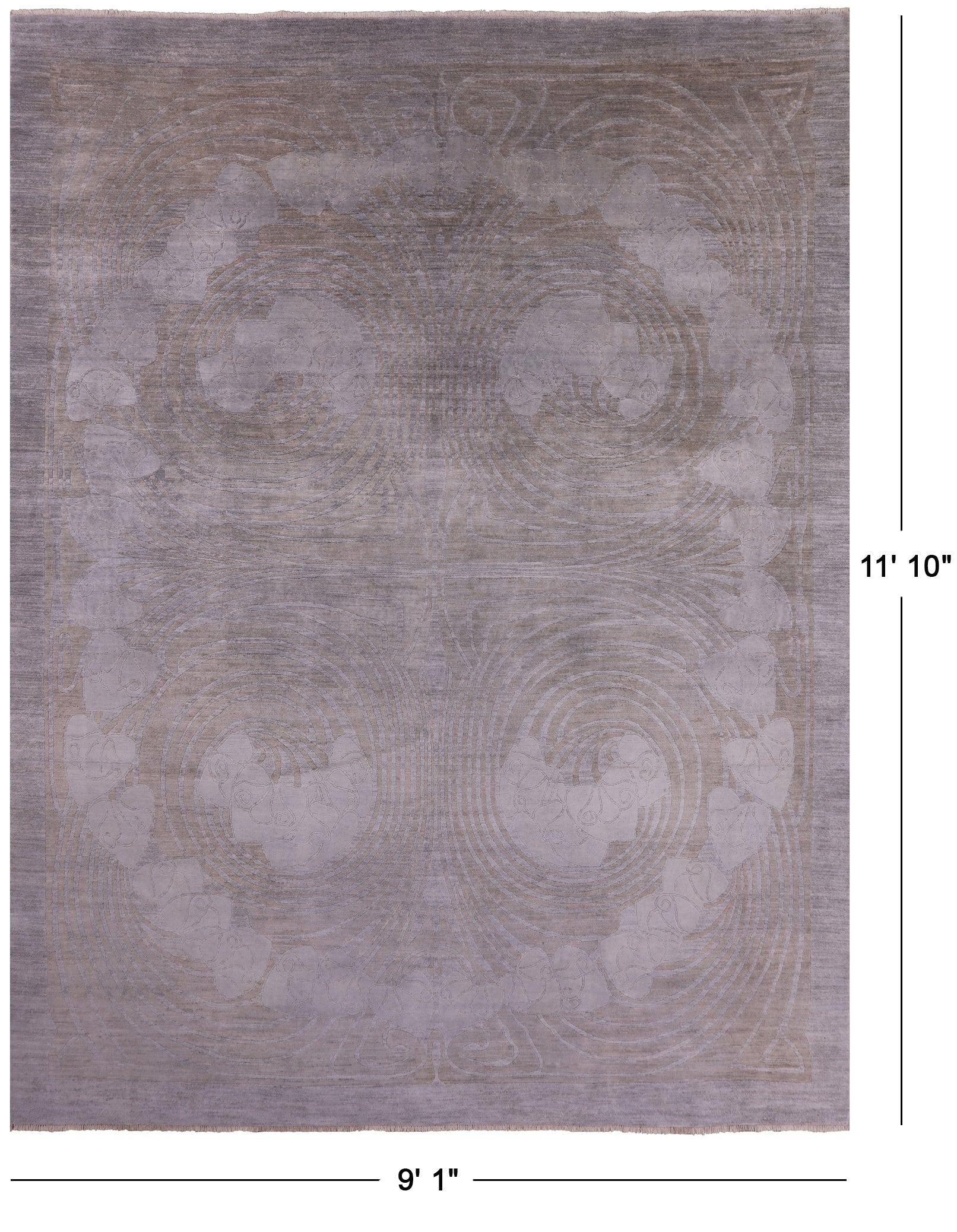 William Morris Hand Knotted Wool Rug - 9' 1" X 11' 10" - Golden Nile