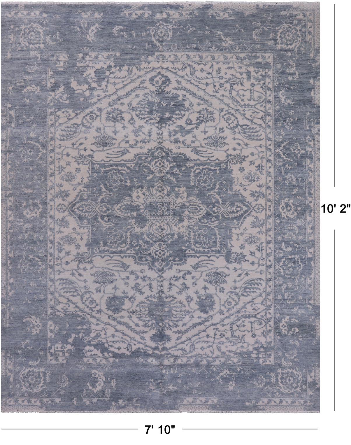 SUPER SALE Grey Persian Fine Serapi Handmade Wool Rug - 7' 10" X 10' 2"