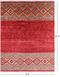 Red Khorjin Persian Gabbeh Handmade Wool Rug - 8' 0" X 10' 1" - Golden Nile