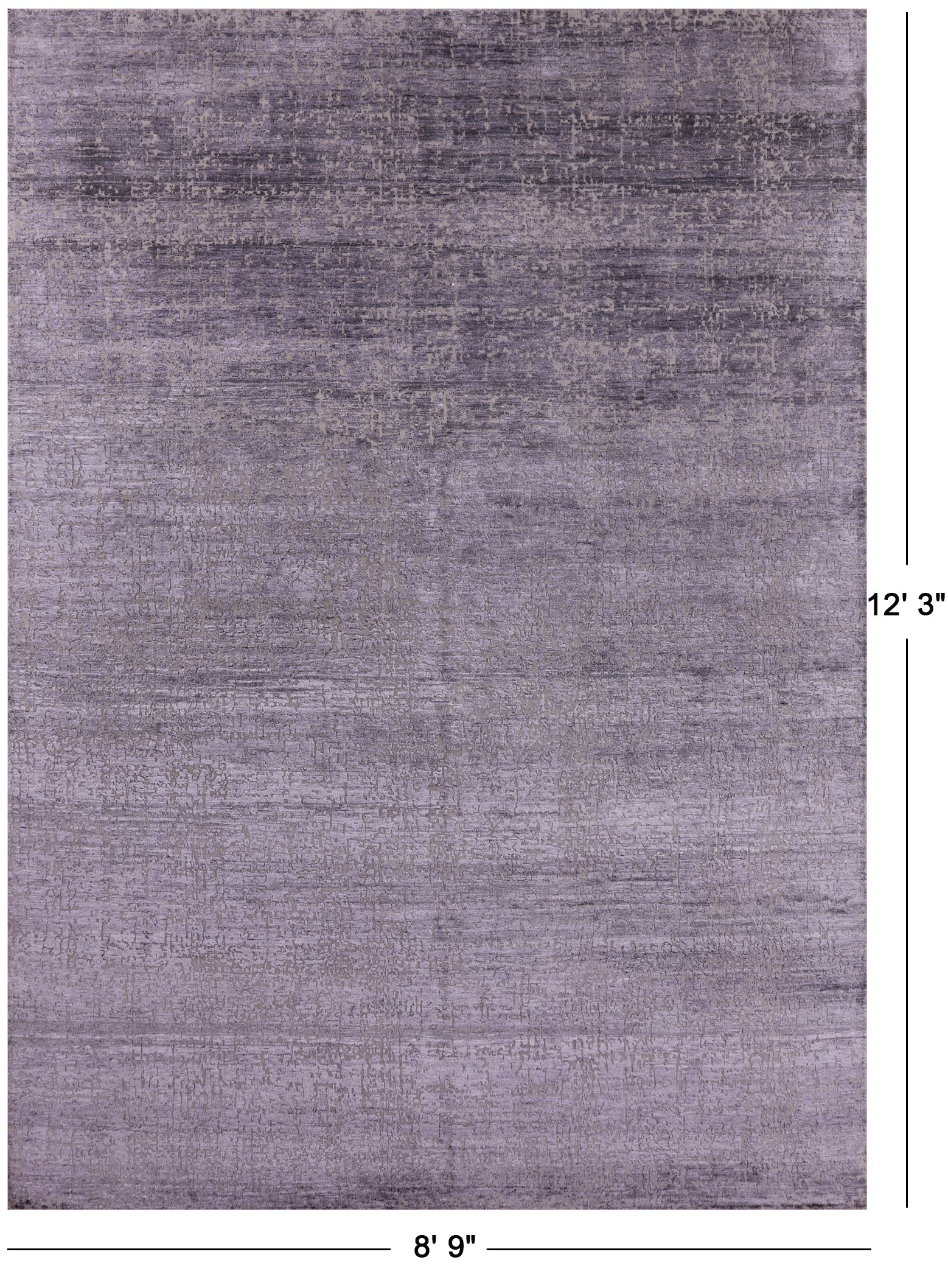Grey Modern Hand Knotted Wool & Silk Rug - 8' 9" X 12' 3" - Golden Nile