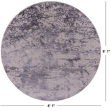 Grey Round Modern Hand Knotted Wool & Silk Rug - 8' 1" X 8' 1" - Golden Nile