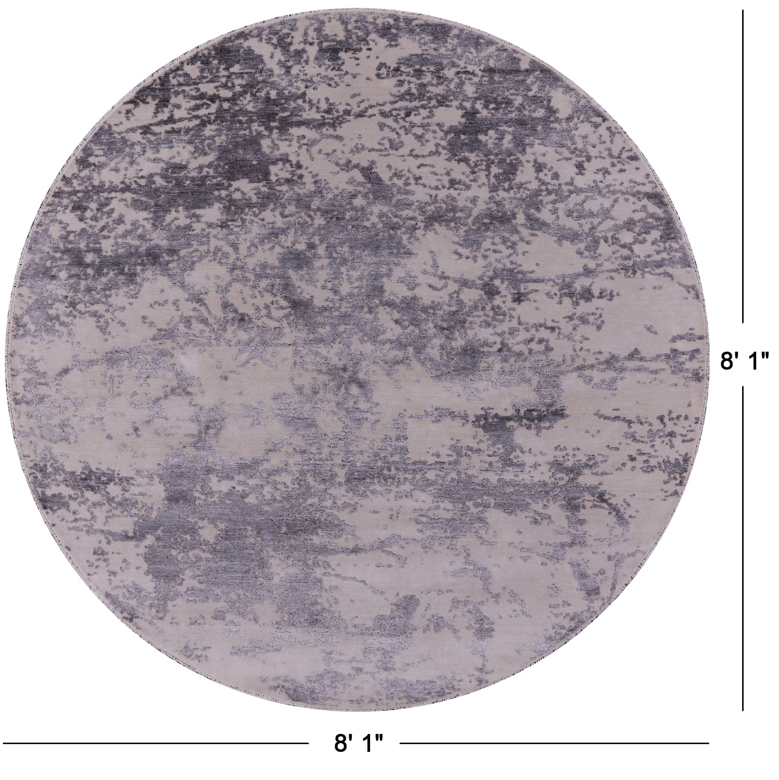 Grey Round Modern Hand Knotted Wool & Silk Rug - 8' 1" X 8' 1" - Golden Nile