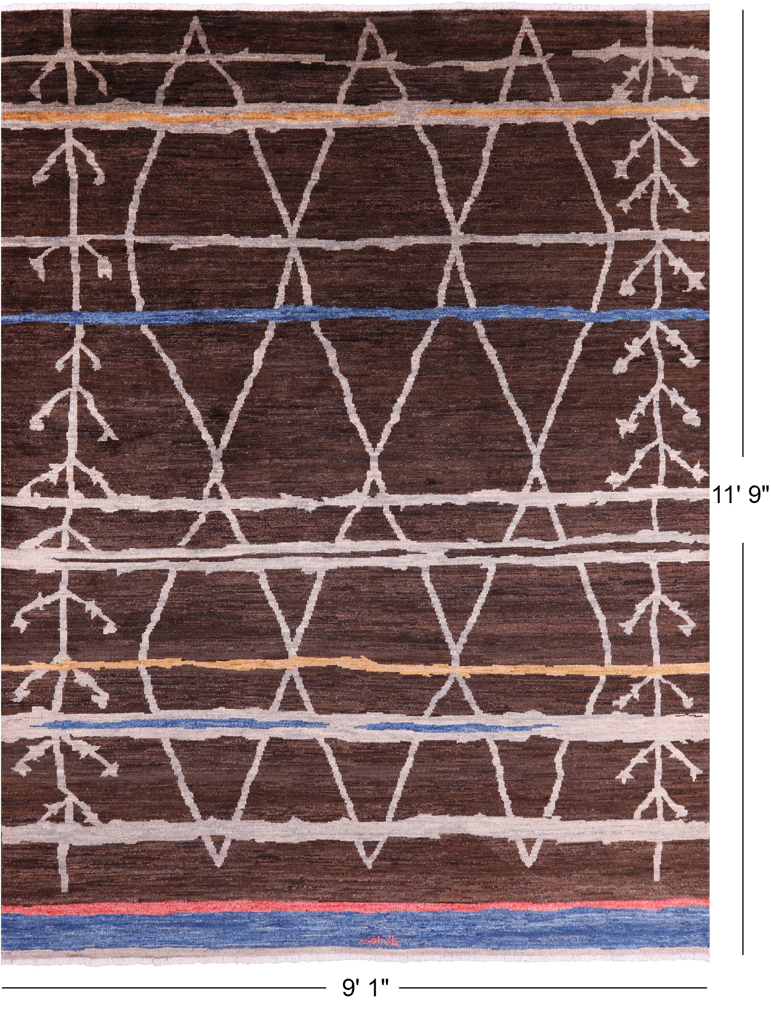 Tribal Moroccan Hand Knotted Wool Rug - 9' 1" X 11' 9" - Golden Nile