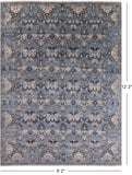 Grey William Morris Handmade Wool Rug - 9' 2" X 12' 2" - Golden Nile