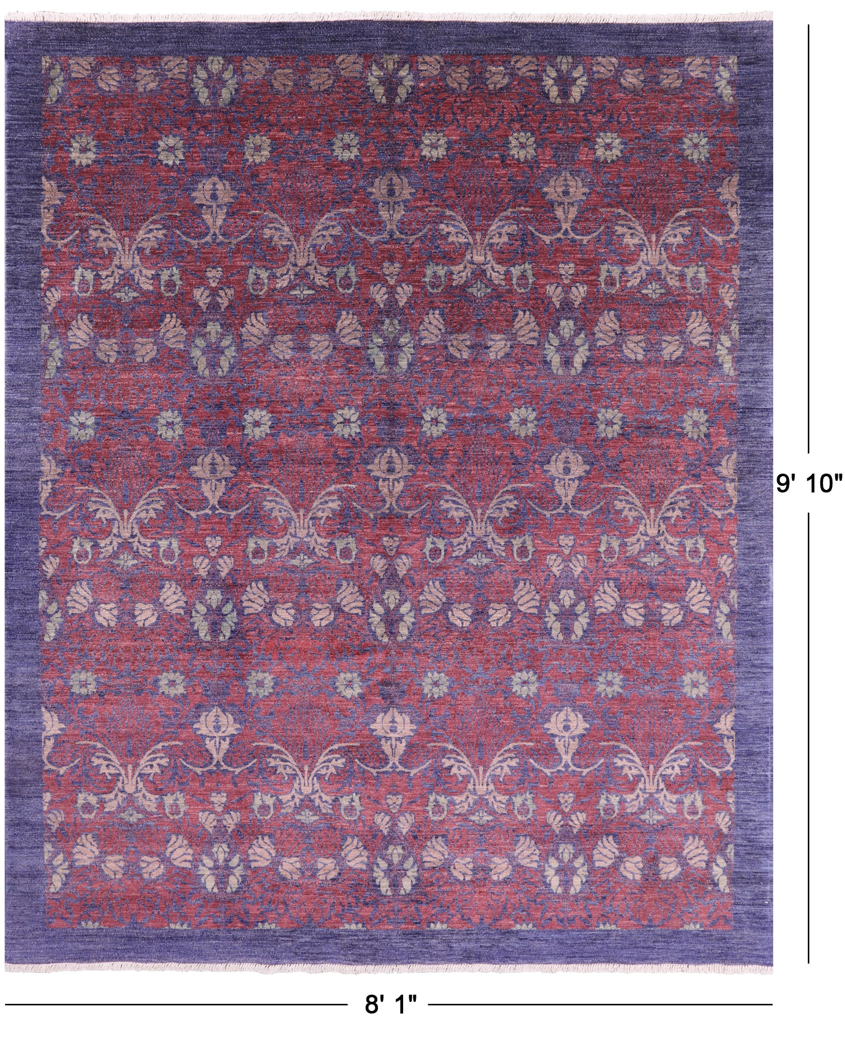William Morris Hand Knotted Wool Rug - 8' 1" X 9' 10" - Golden Nile