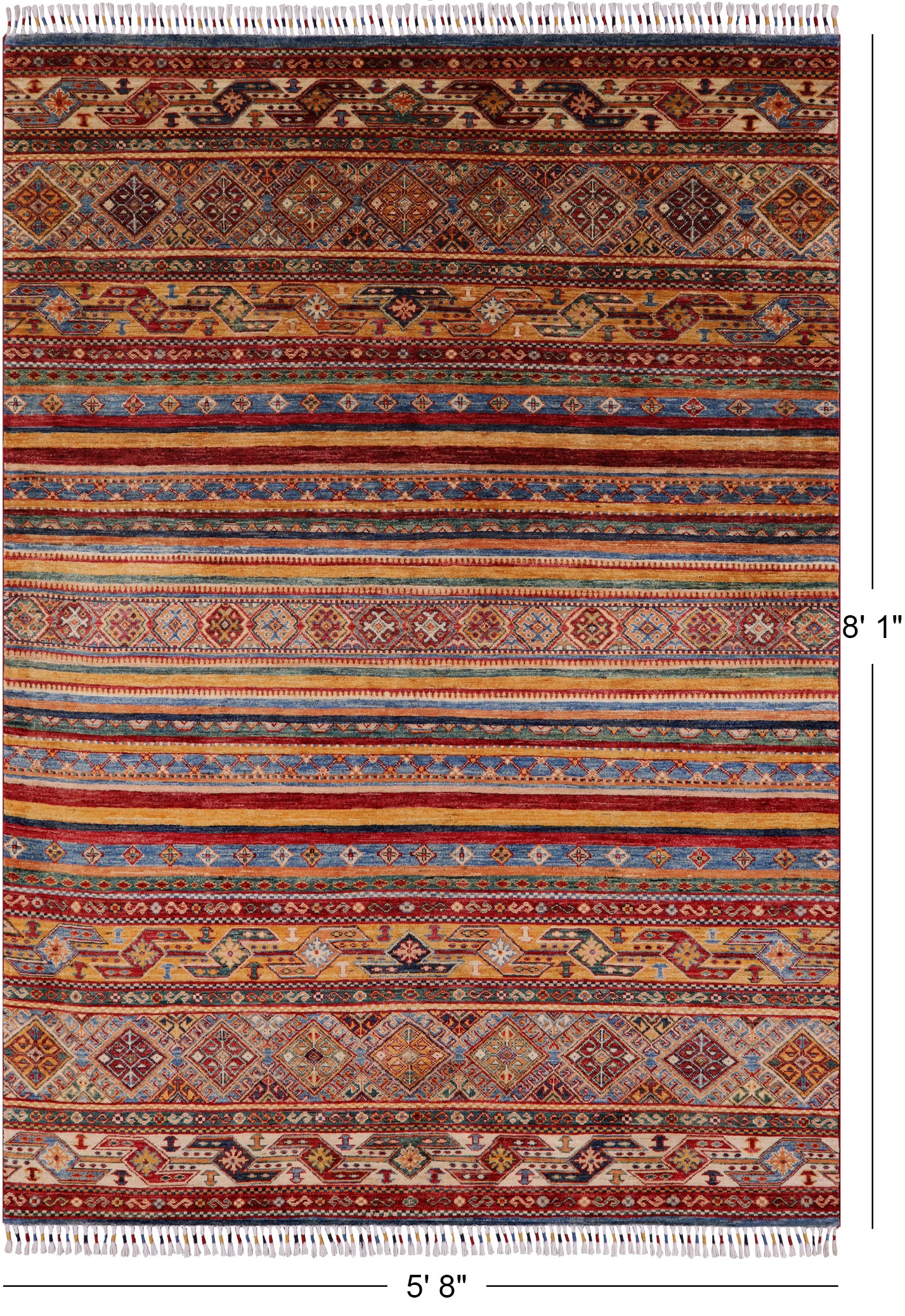 Khorjin Persian Gabbeh Handmade Wool Rug - 5' 8" X 8' 1" - Golden Nile
