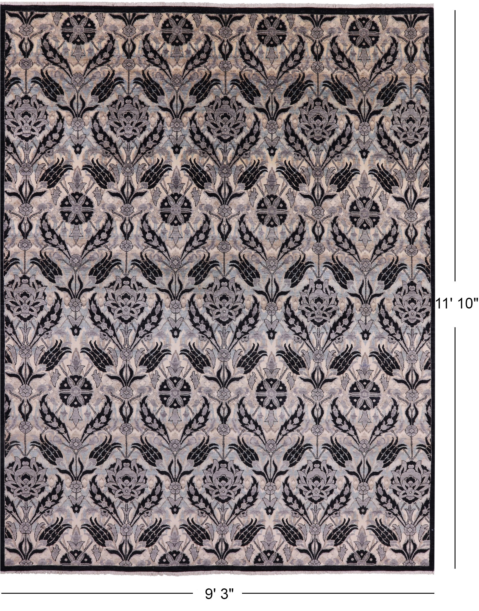 William Morris Handmade Wool Rug - 9' 3" X 11' 10" - Golden Nile