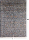 Grey William Morris Hand Knotted Wool Rug - 10' 2" X 14' 3" - Golden Nile