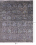 Grey Full Pile Overdyed Handmade Wool Rug - 8' 1" X 10' 1" - Golden Nile