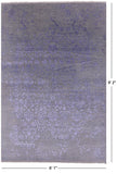Grey Modern Handmade Wool & Silk Rug - 6' 1" X 9' 2" - Golden Nile