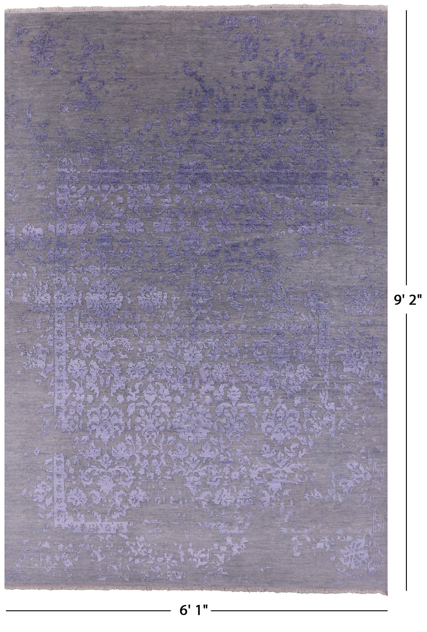 Grey Modern Handmade Wool & Silk Rug - 6' 1" X 9' 2" - Golden Nile