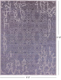 Grey Modern Handmade Wool & Silk Rug - 9' 0" X 11' 9" - Golden Nile