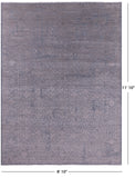 Grey Modern Hand Knotted Wool & Silk Rug - 8' 10" X 11' 10" - Golden Nile
