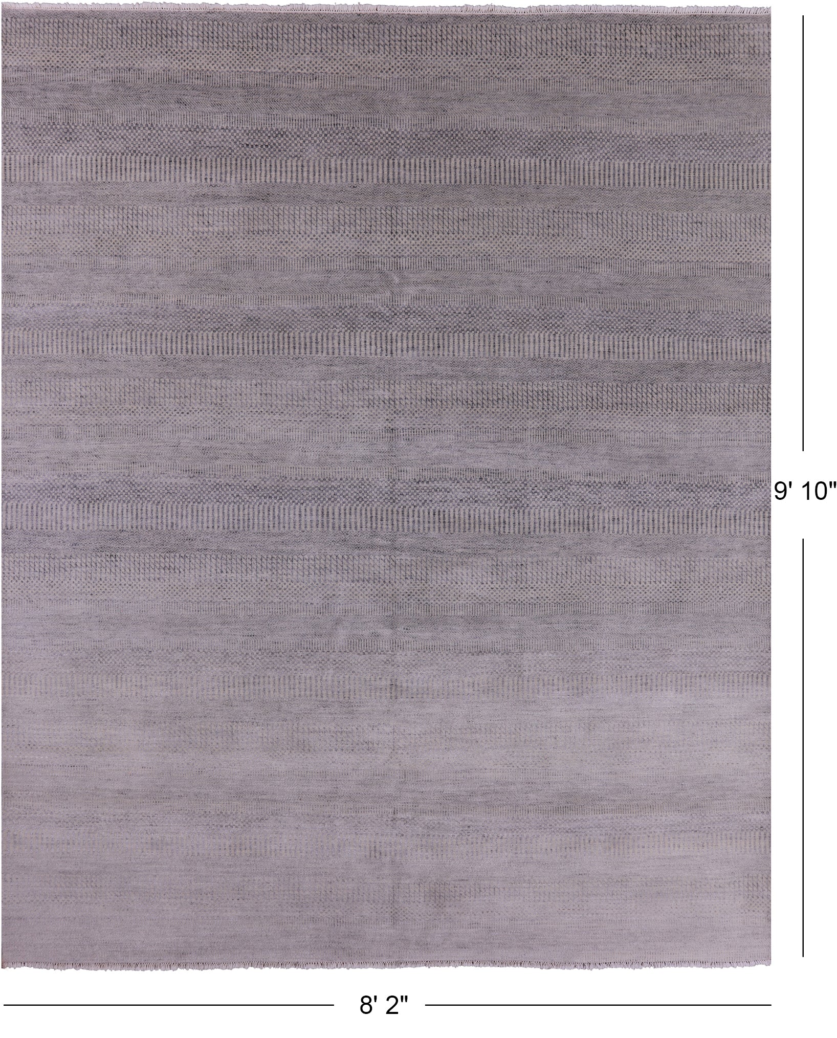 Grey Savannah Grass Handmade Wool & Silk Rug - 8' 2" X 9' 10" - Golden Nile