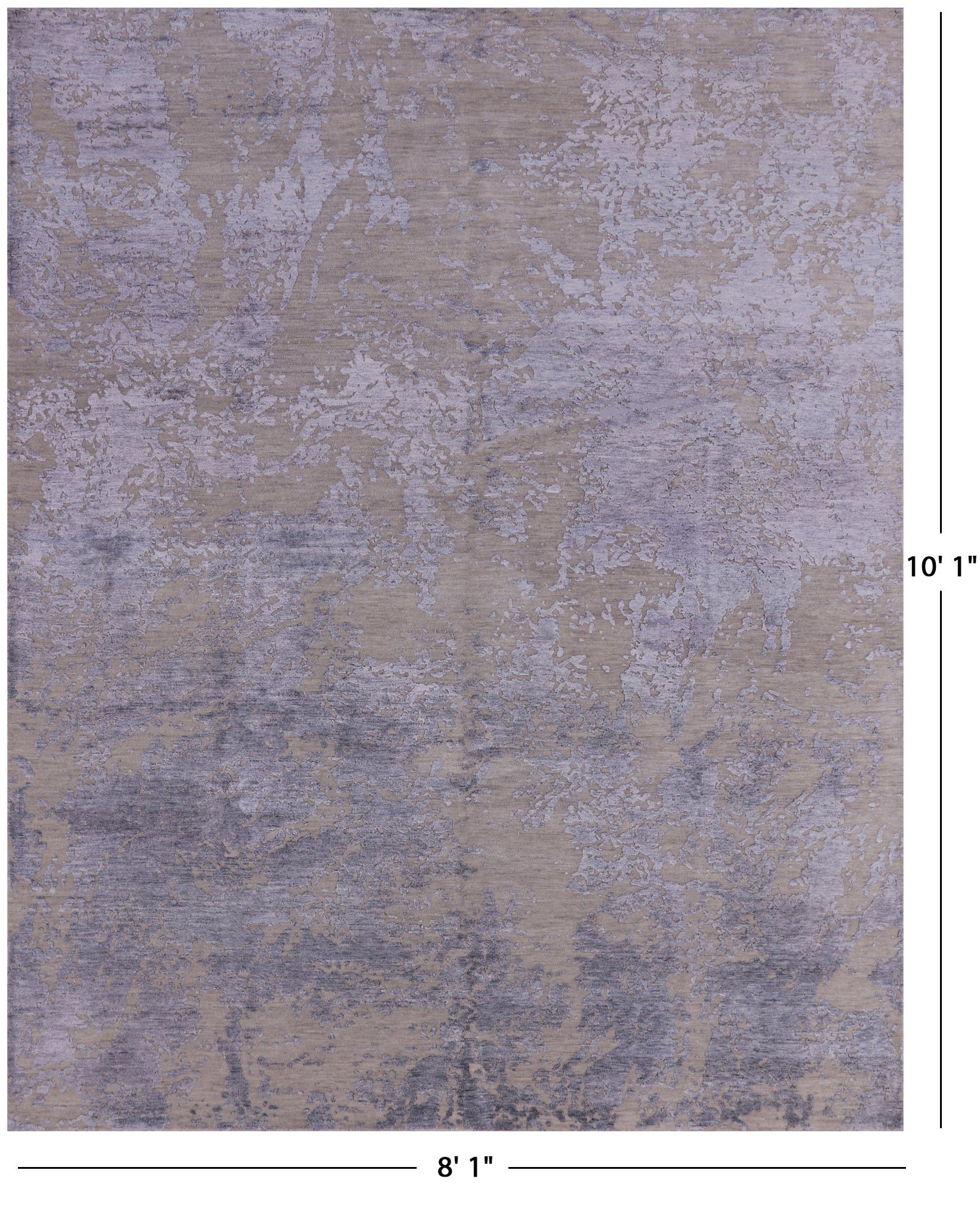 Grey Modern Handmade Wool & Silk Rug - 8' 1" X 10' 1" - Golden Nile