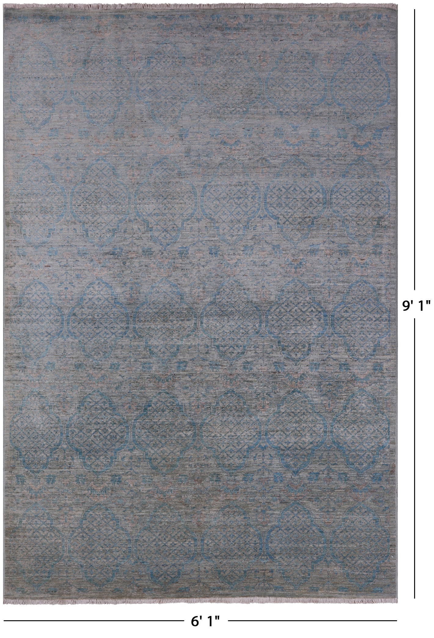 William Morris Hand Knotted Wool Rug - 6' 1" X 9' 1" - Golden Nile