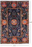 Black William Morris Handmade Wool Rug - 5' 2" X 7' 10" - Golden Nile