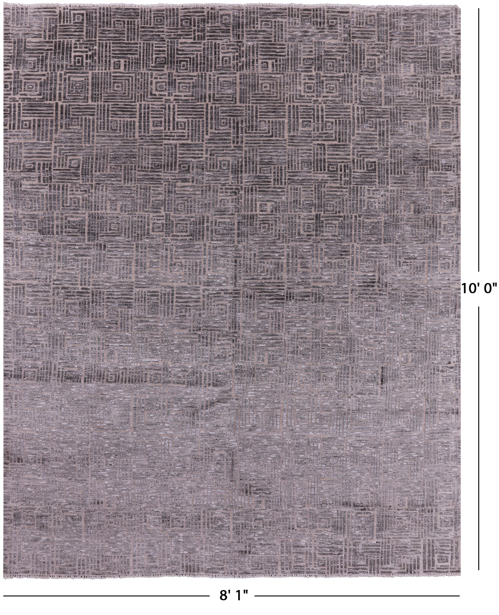 Grey Modern Handmade Wool & Silk Rug - 8' 1" X 10' 0" - Golden Nile