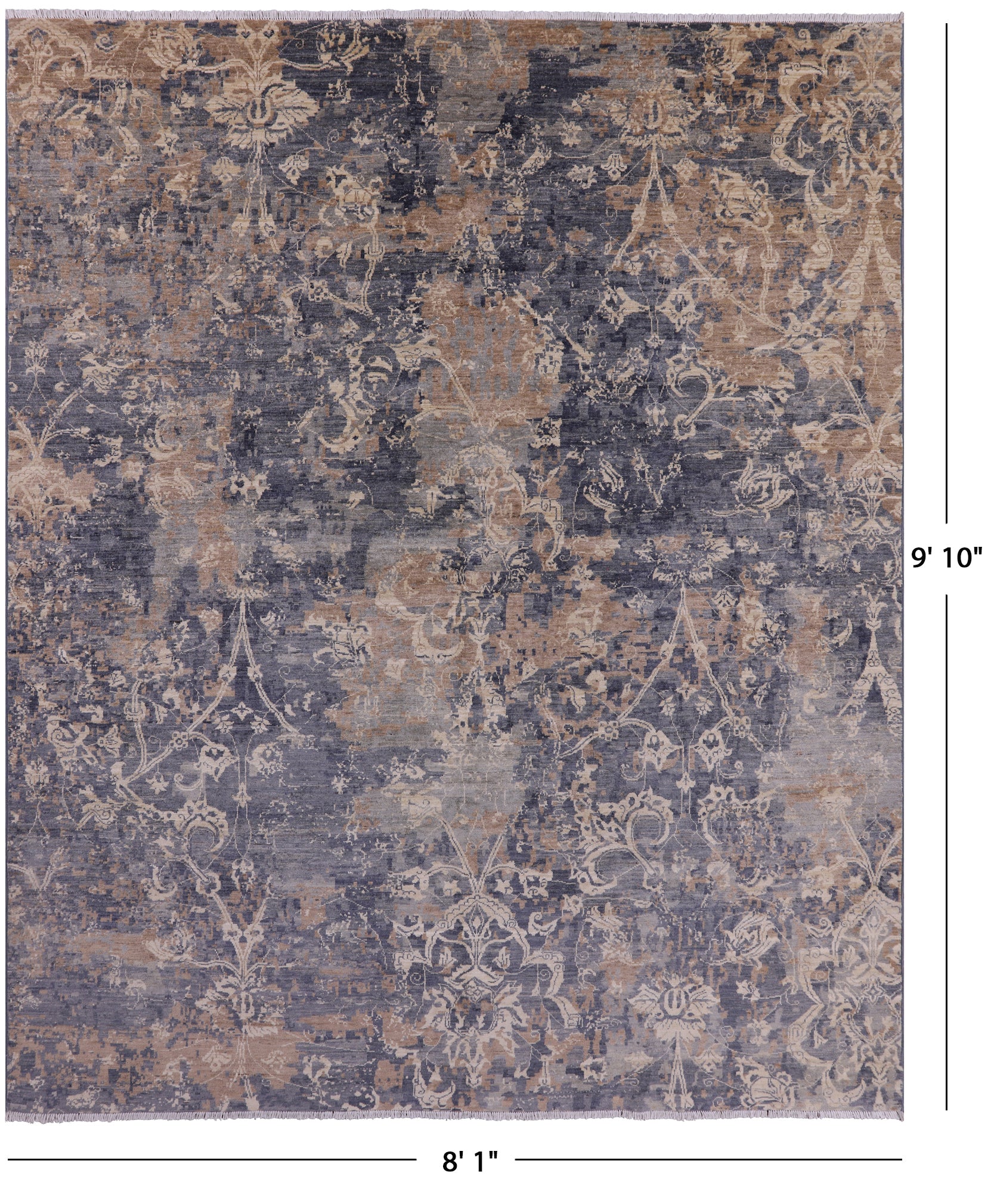 Modern Handmade Wool Rug - 8' 1" X 9' 10" - Golden Nile