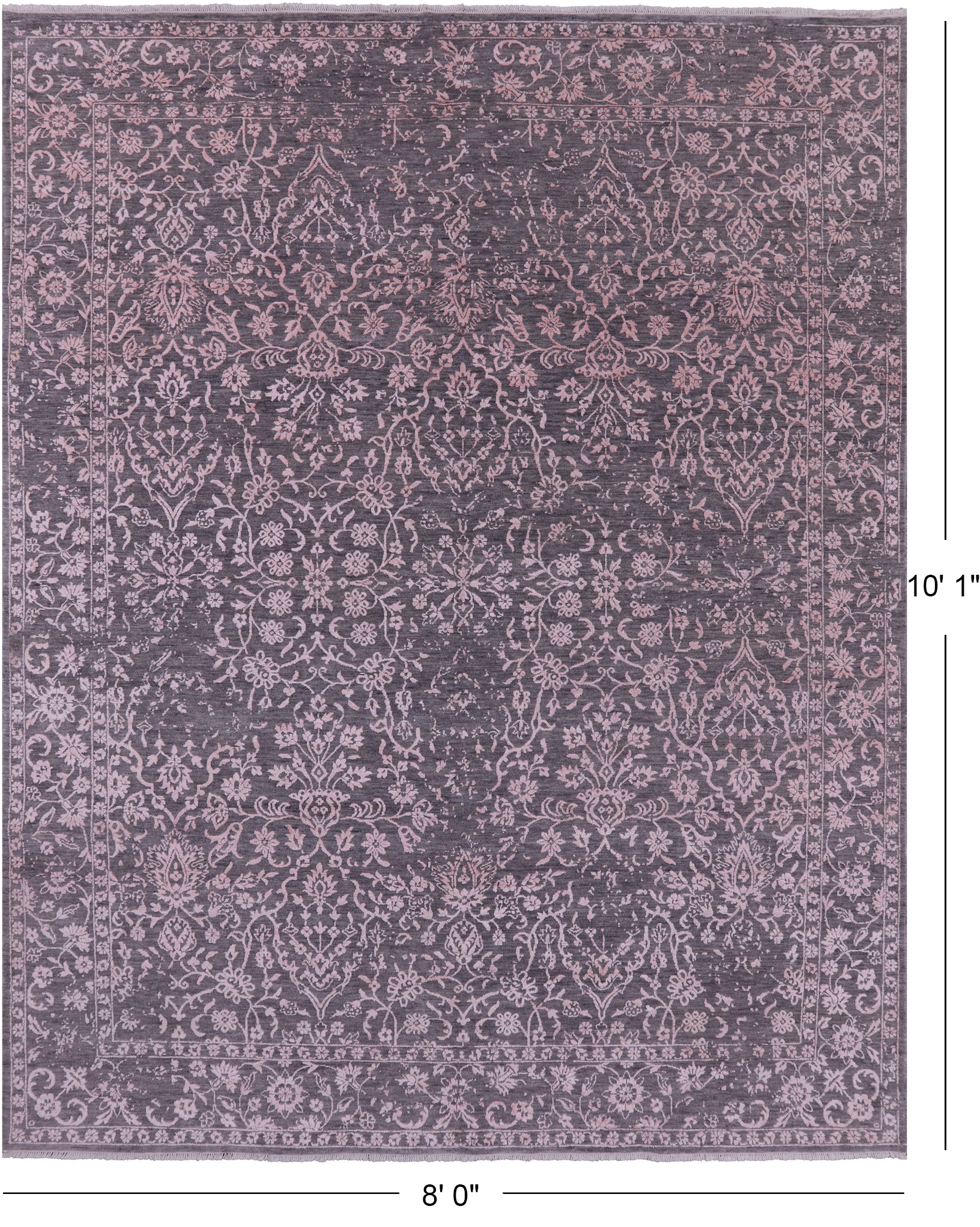 Grey Modern Hand Knotted Wool & Silk Rug - 8' 0" X 10' 1" - Golden Nile