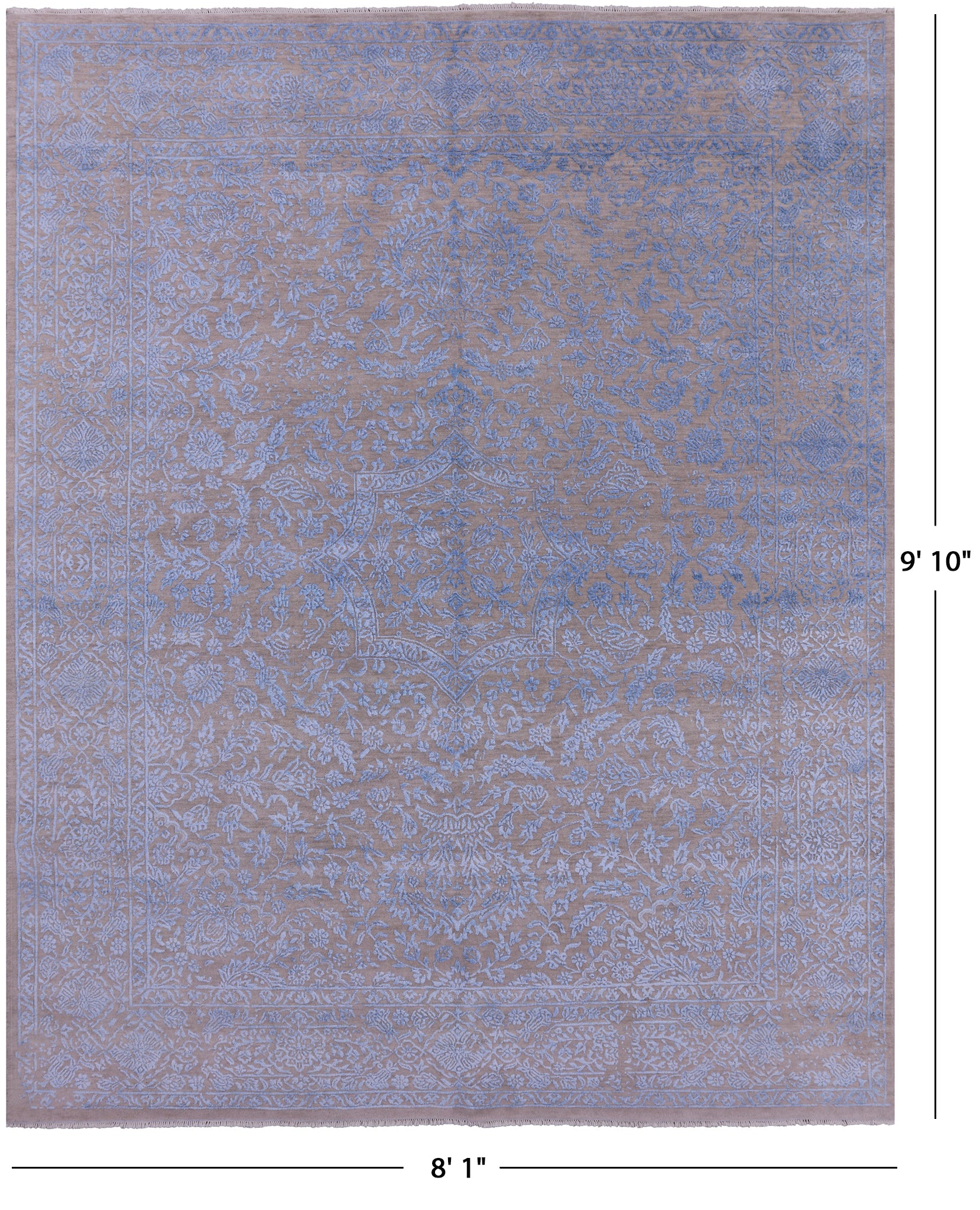 Modern Handmade Wool & Silk Rug - 8' 1" X 9' 10" - Golden Nile