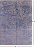 Grey Modern Handmade Wool & Silk Rug - 9' 1" X 12' 4" - Golden Nile