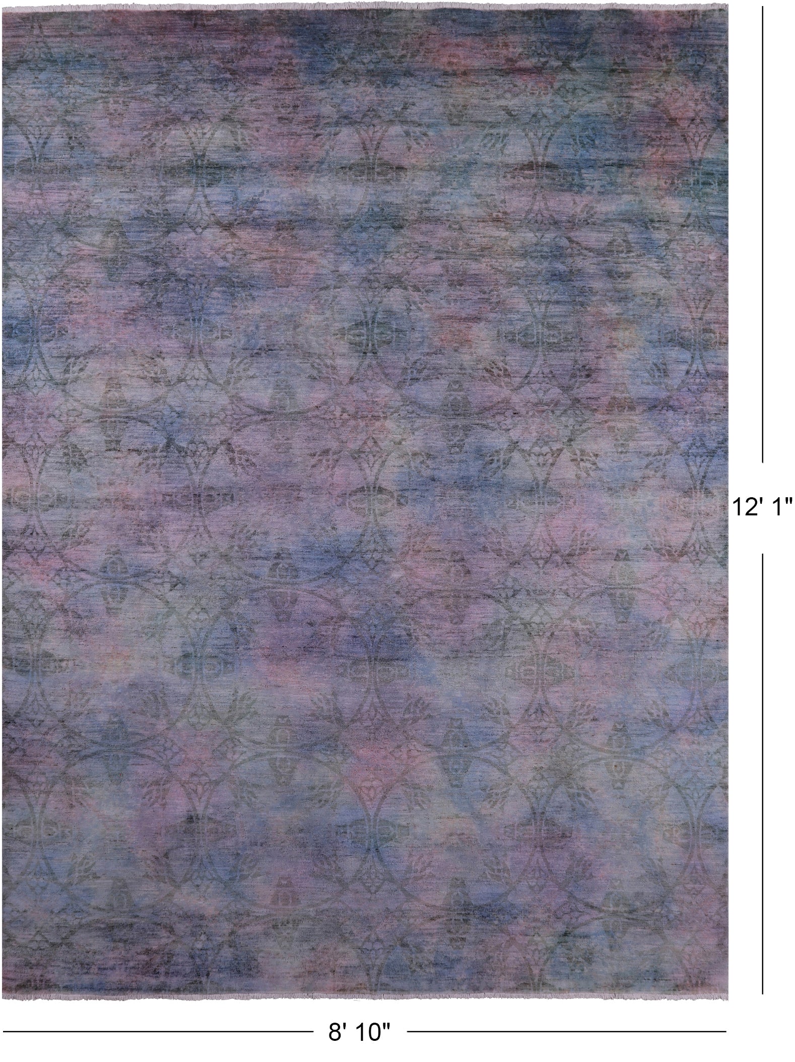Full Pile Overdyed Hand Knotted Wool Rug - 8' 10" X 12' 1" - Golden Nile