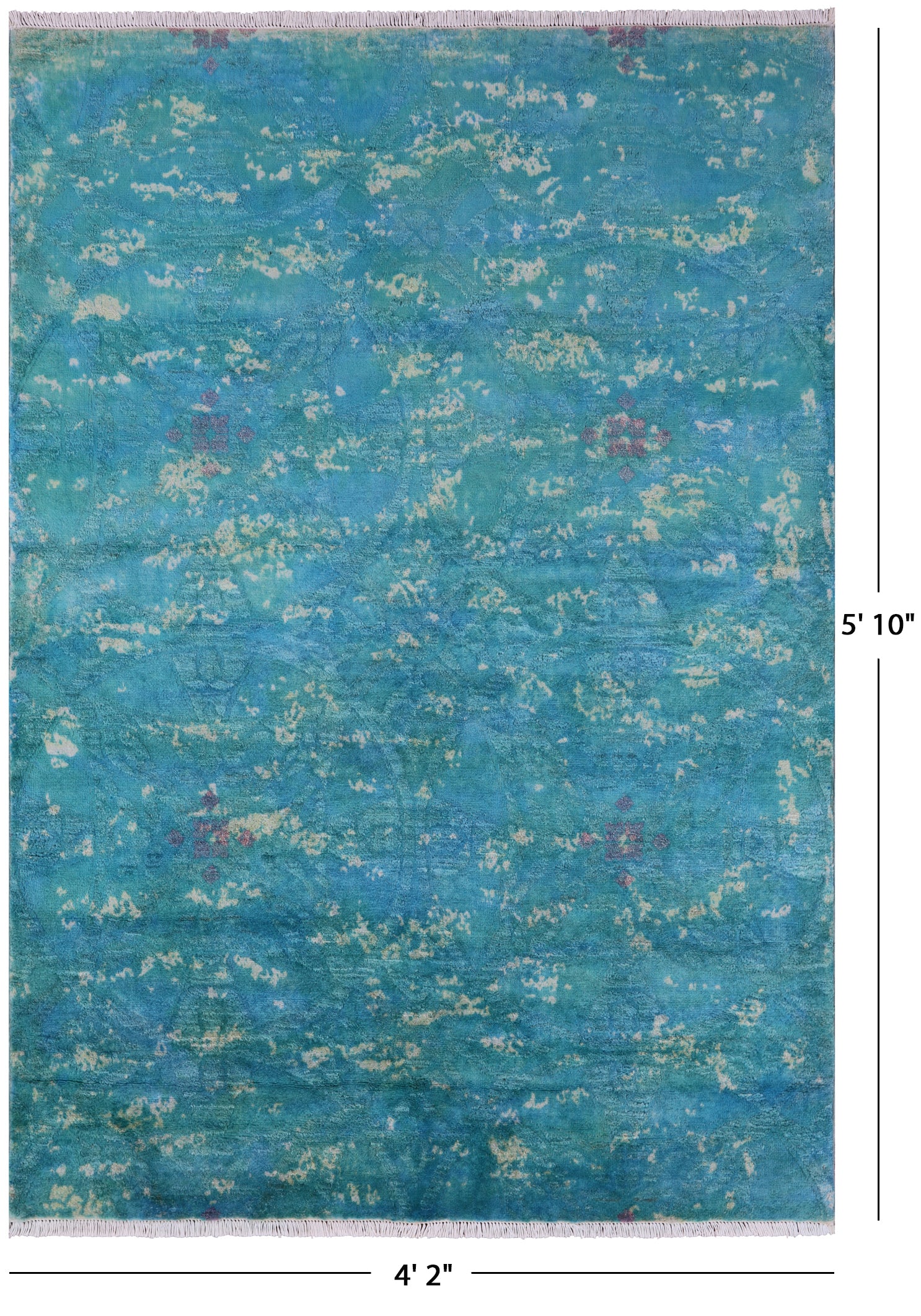 Full Pile Overdyed Hand Knotted Wool Rug - 4' 2" X 5' 10" - Golden Nile