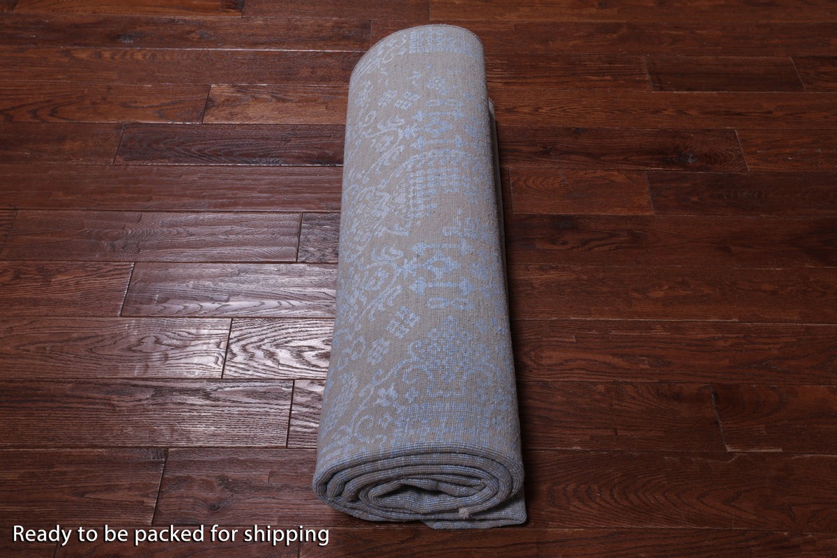 Grey Modern Hand Knotted Wool & Silk Rug - 6' 1" X 9' 1"