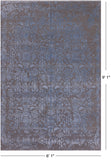 Grey Modern Hand Knotted Wool & Silk Rug - 6' 1" X 9' 1"