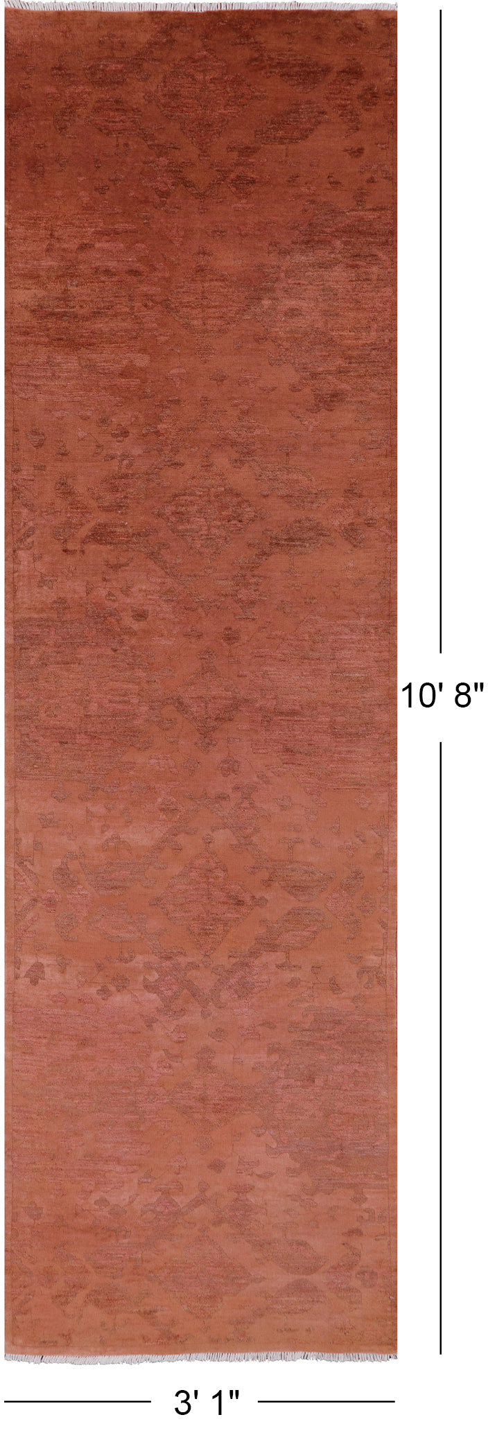 Full Pile Overdyed Handmade Wool Runner Rug - 3' 1" X 10' 8" - Golden Nile