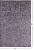 Grey Full Pile Overdyed Handmade Wool Rug - 6' 1" X 8' 10" - Golden Nile