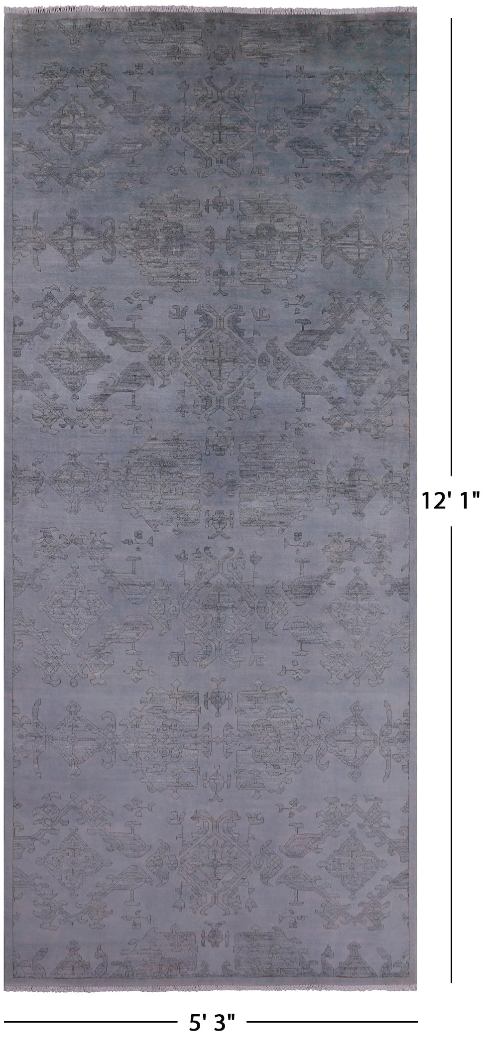 Full Pile Overdyed Hand Knotted Wool Rug - 5' 3" X 12' 1" - Golden Nile