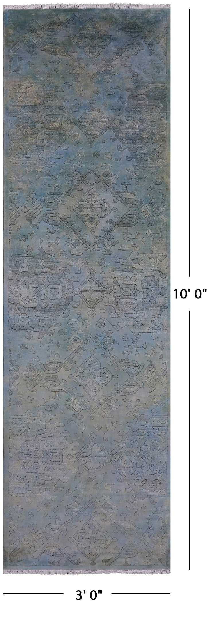 Full Pile Overdyed Hand Knotted Wool Runner Rug - 3' 0" X 10' 0" - Golden Nile