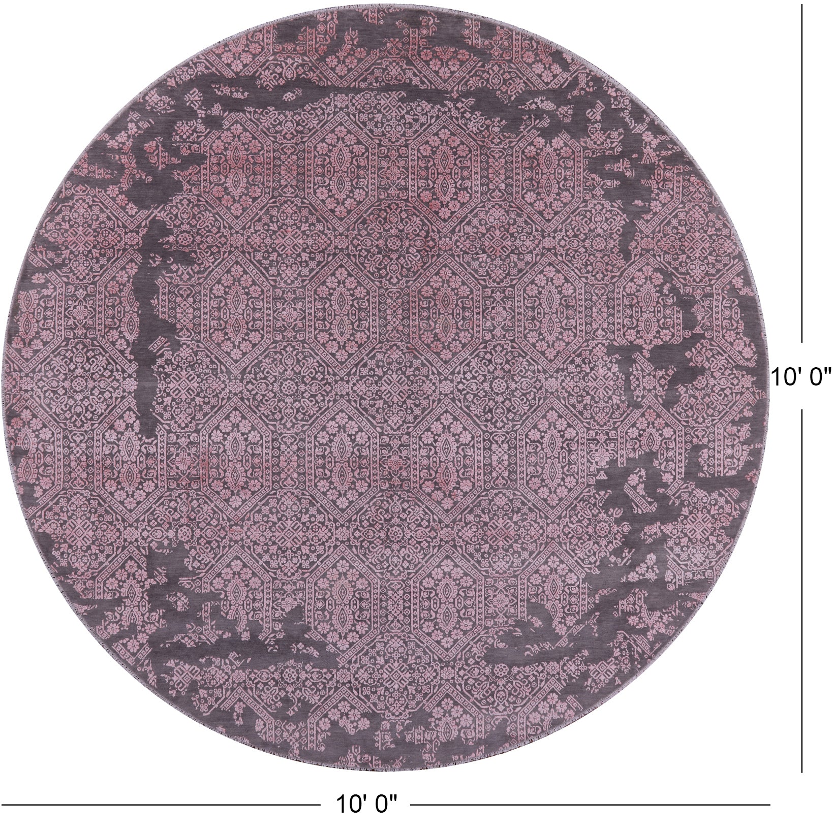 Grey Round Modern Hand Knotted Wool & Silk Rug - 10' 0" X 10' 0" - Golden Nile